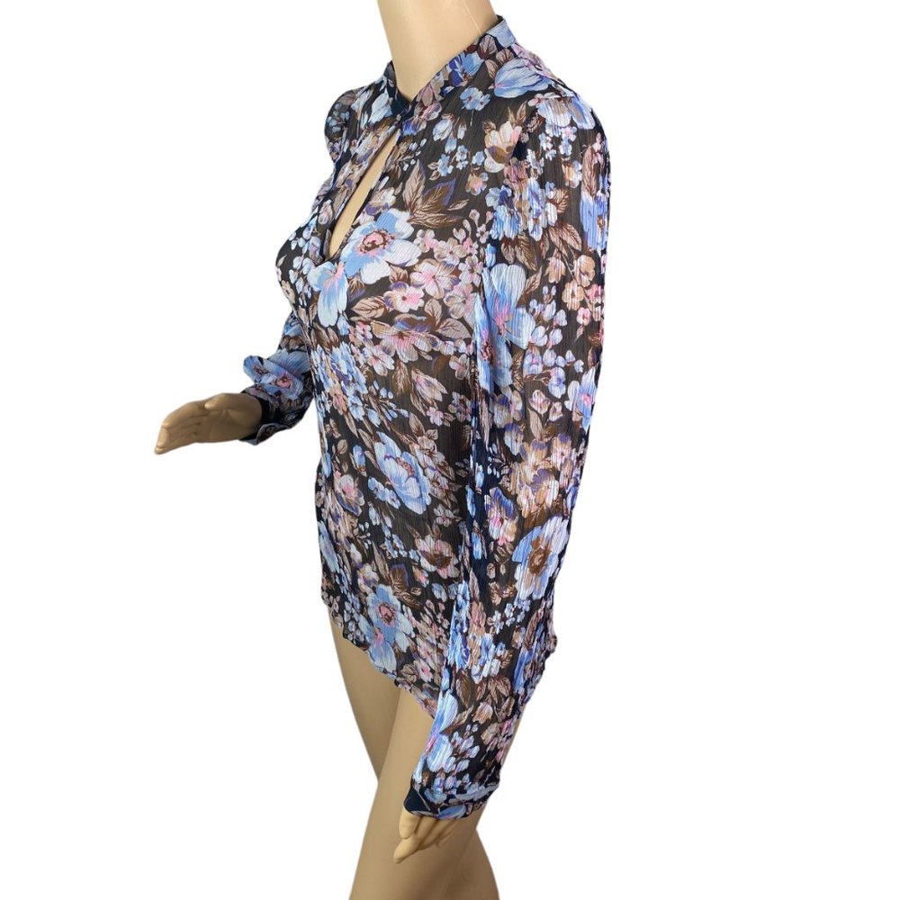Baum Und Pferdgarten Mertrice Blue Floral Silk Blouse Womens SZ 6 - Picture 10 of 16
